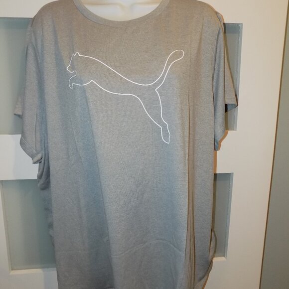 Puma Heathered Gray Dry Cell Moisture Management Logo Crew Neck SS Shirt Size 3X - Picture 1 of 3